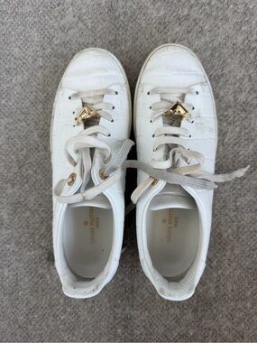 Louis Vuitton White Leather Women's Sneakers with Gold Hardware